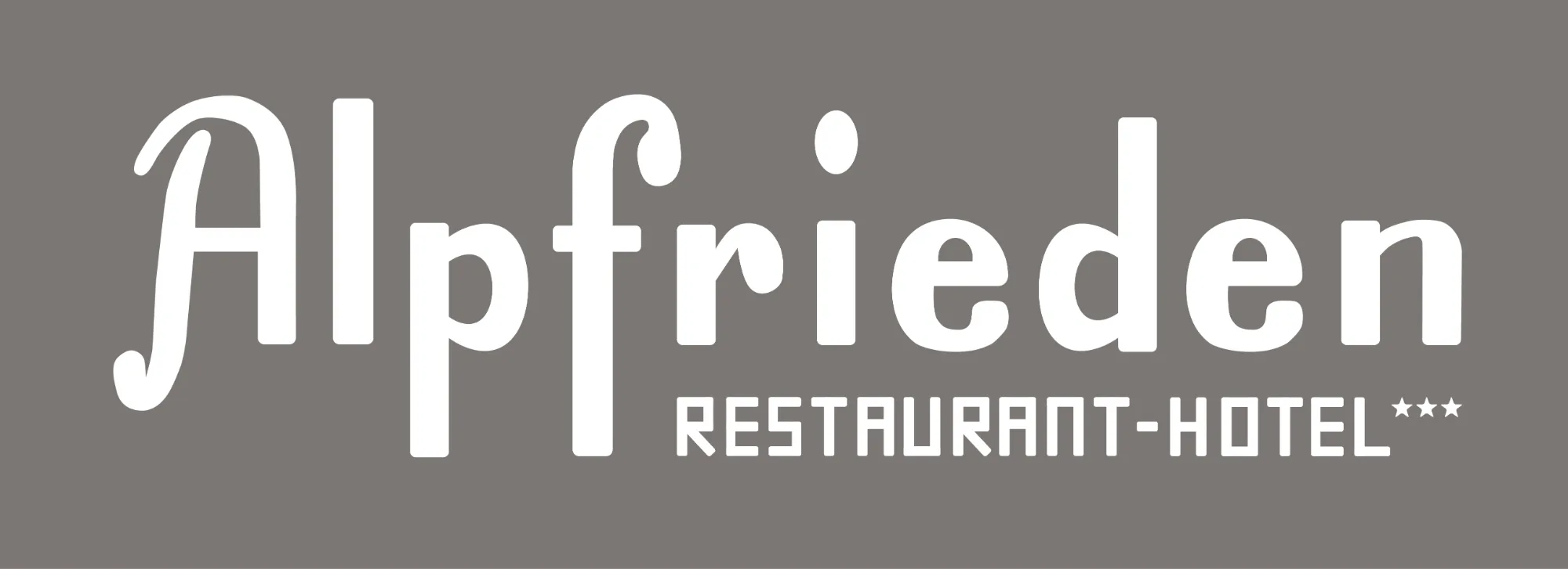 Ursprüngliches Logo Alpfrieden Restaurant-Hotel auf dunklem Grund — Logo-Rückführung