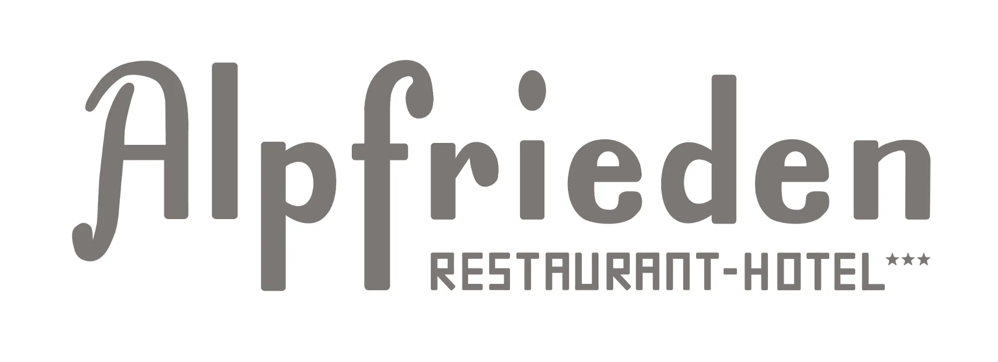 Ursprüngliches Logo Alpfrieden Restaurant-Hotel auf hellem Grund — Logo-Rückführung