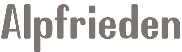 Schriftzug Alpfrieden in der Titelschrift Chilapedia — Designsystem Hotel Alpfrieden
