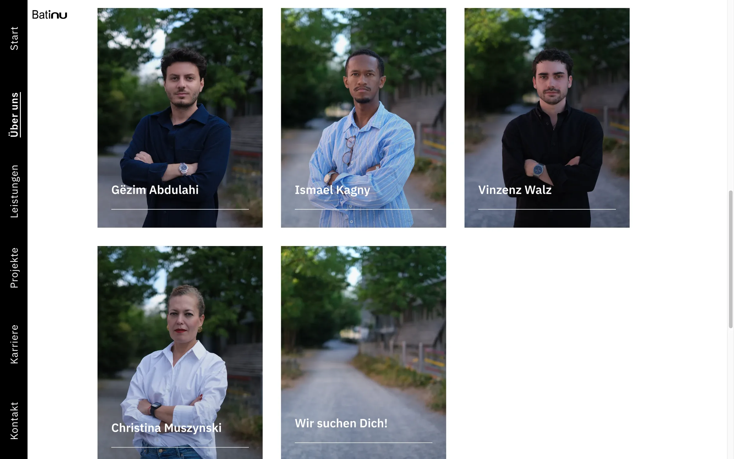 Team-Seite Batinu Bauingenieure mit Porträts — Webdesign Bauingenieure Zürich