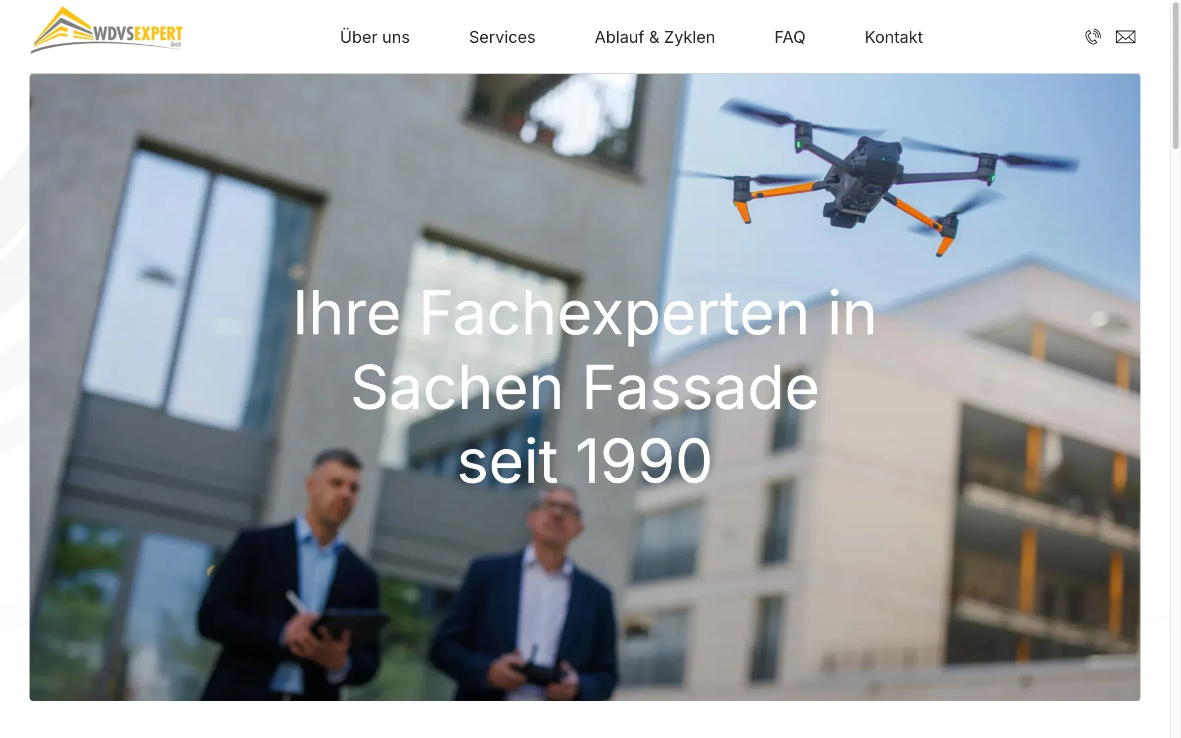 Startseite WDVS-Expert mit Drohne und Fassadenexperten — Webdesign Fassadenexperten Rupperswil
